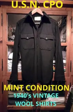 40's U.S.N. CPO DARK BLUE BLACK WOOL