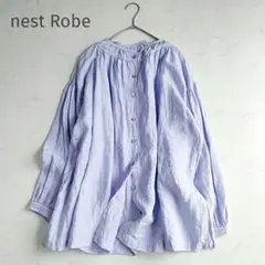 美品✨ネストローブ 近江晒 リネンサークルギャザーネック2wayブラウス