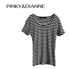 C0408 PINKY&DIANNE半袖ボーダーTシャツギャルデート綿のサムネイル