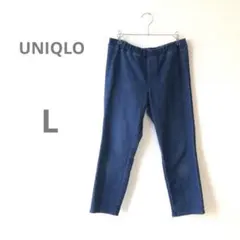 ユニクロ　L ストレッチ　レギンスパンツ　デニム　ブルー　ウエストゴム　七〜八分のサムネイル