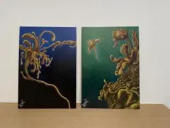 抽象画セット 青と緑のアート