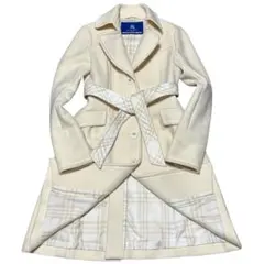 極美品/バーバリーブルーレーベル ロングコー トアンゴラ混ノバチェック 40