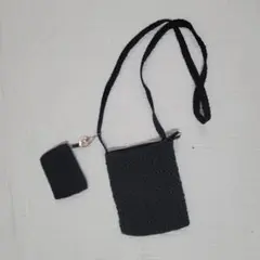 クロシェ編み　ショルダーバッグ　ブラック