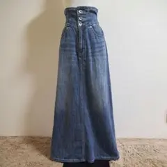 GYDAハイウエストボタンデニムロングスカート　マキシ丈【M】