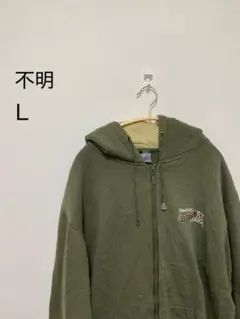 オリーブ色 Lサイズ ジップアップパーカー