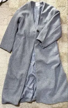 earth music & ecology グレー ノーカラーロングコート F