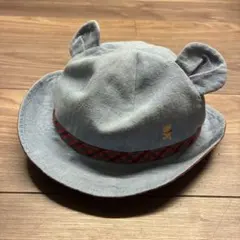 美品　familiar ファミリア　クマ耳付きベビー帽子 赤チェック　45-47