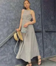 美品 SNIDEL バックオープンフレアワンピース チェック 0サイズ