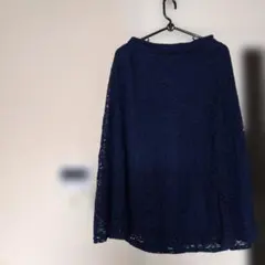 earth music&ecology ネイビーブラック　レース　フレアスカート