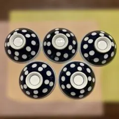 昭和レトロ　水玉ご飯茶碗　五客