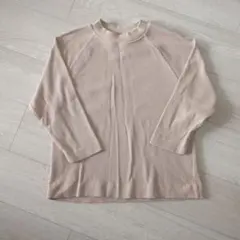 無印　ハイネック　ワッフルTシャツ