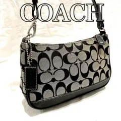 COACH アクセサリーポーチ　キャンバス 黒 シグネチャー 6094