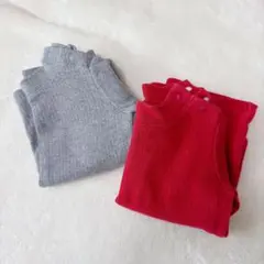 ❣️即日発送❣️ユニクロ　長袖カットソー 2枚セット レッド グレー 80