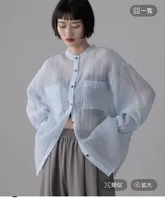 LOWRYSFARM バンドシアーシャツ ブルー