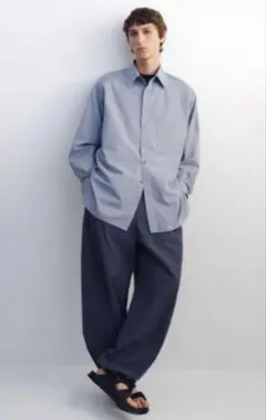 完売品 新品 タグ付き UNIQLO U ロングオーバーサイズシャツ　グレー　Ｌ