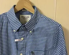 【美品】Abercrombie アバクロ メンズ チェックシャツ L 青×白