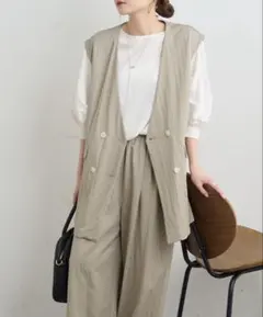 PUAL CE CIN ノーカラーダブルデザインジレベスト ピュアルセシンのサムネイル