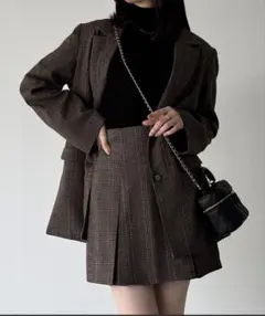 新品 JUNOAH グレンチェックオーバーサイズジャケット