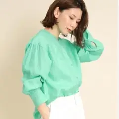 クードシャンスCOUP DE CHANCE スキッパー衿リネンブラウス