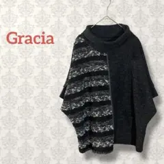 Gracia アシメデザインニット オフタートルネック 体型カバー ストレッチ