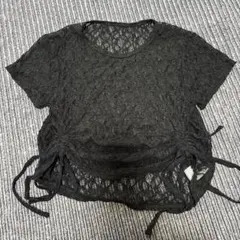 レース素材 ブラック Tシャツ フリーサイズ