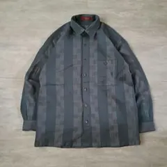 90s vintage ウール100 デザインシャツ ストライプ モード モダン
