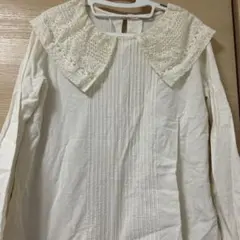 レース襟 ホワイト 長袖シャツ SM2 春ブラウス