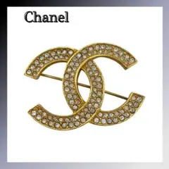 シャネル GP×ラインストーン ココマーク 174 ブローチ ゴールド★