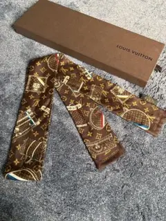 ルイ ヴィトン バンドー モノグラム スカーフ シルク100% 茶 ブラウン