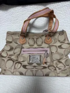COACH コーチ POPPY シグネチャー トートバッグ ピンク　チャーム付き