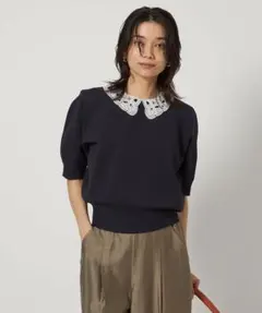 【新品】Green label relaxing襟レース2WAY5分袖ニット