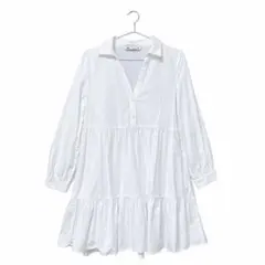 ZARA ワンピース Sサイズ ホワイト ティアード 長袖 Vネック チュニック