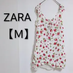 ❤SALE❤ZARA ザラ【Ｍ】花柄 キャミワンピース ミニ丈 ホワイト レッド