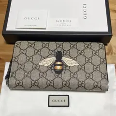 ◾︎未使用◾︎ グッチ 長財布 GGスプリーム ビー 蜂 ラウンド
