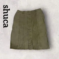 shuca タイトスカート 台形 ストレート カーキ コットン (L) ひざ丈のサムネイル