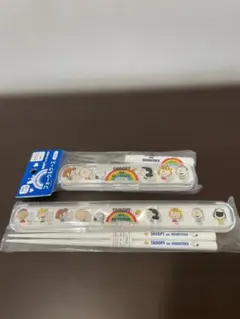 SNOOPY スヌーピー 箸＆フォーク ケース付 レインボーデザイン