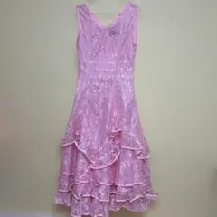 社交ダンス用 ドレス ピンク レース フリルドレス - メルカリ