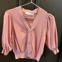 【美品】ビジュー付き　カーディガン　半袖　ピンク　31sonsdemodeのサムネイル