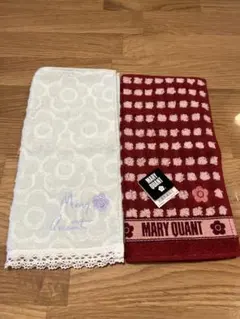 MARY QUANT タオルハンカチ2枚セット 水色 赤