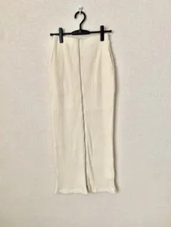 アングリッドUngrid ジップデザインリブスカート　アイボリー　マキシ丈