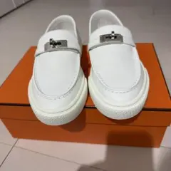 未使用級／HERMES スニーカー トワルH ゲット 本革 ホワイト 36 - メルカリ