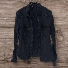 H&M DIVIDED ブラックデニム ウエスタンシャツ 黒 スナップボタン