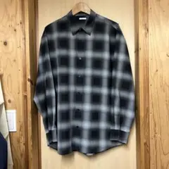 GUイージーケアオーバーサイズシャツ　長袖　チェック　L