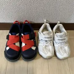 キッズスニーカー 2足セット 16.0cm ネイビー 白