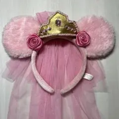 ディズニー ミニー カチューシャ ピンク ティアラ 薔薇 ベール オーロラ姫