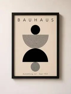 BAUHAUS A4 モダンアート 黒フレーム付き 北欧風のサムネイル