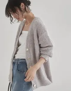 ANGIE ニュアンスメタルボタン Vネックニットカーディガン