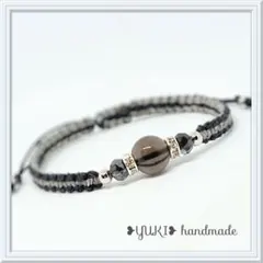 アンクレット or ブレスレット 天然石【アイスオブシディアン+ガラスビーズ】