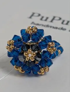 スワロフスキー　ハンドメイド♡フラワーリングNo.7