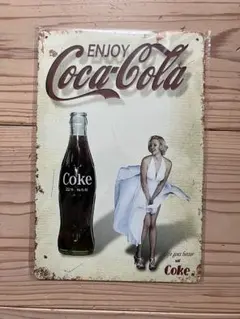 マリリンモンローとコカ・コーラ Coca-Cola メタルプレート ブリキ看板
